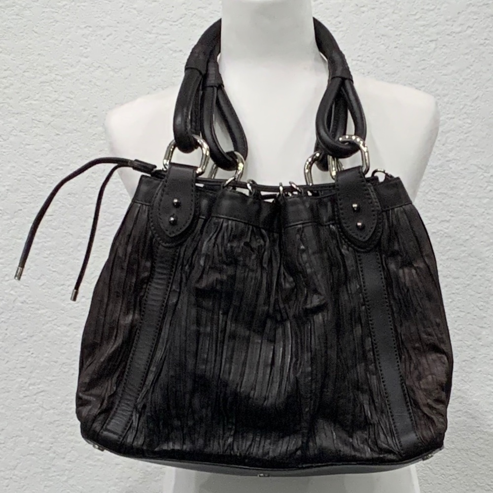 DONALD J PLINER LARGE CHOCOLATE LEATHER HANDBAG